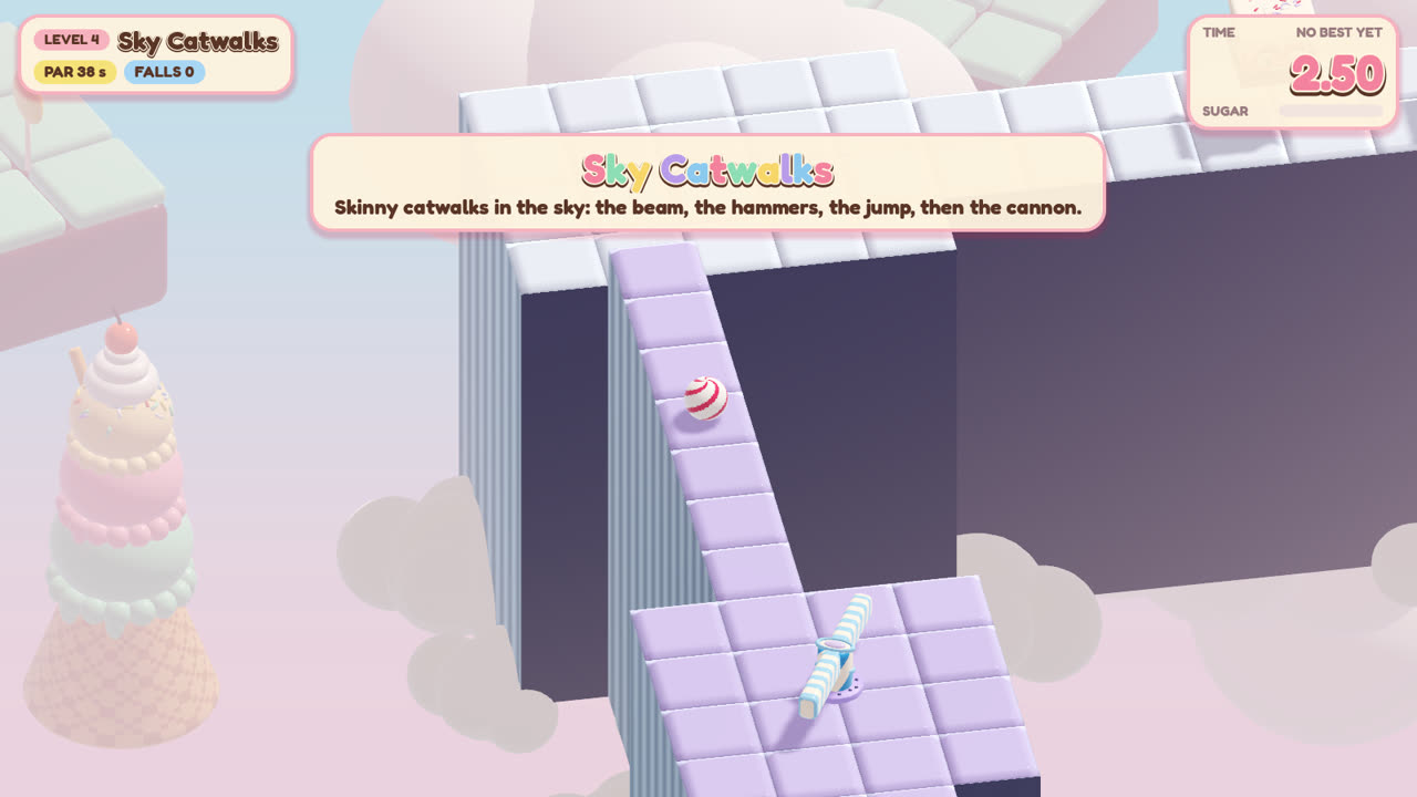 A one tile balance beam high above the clouds